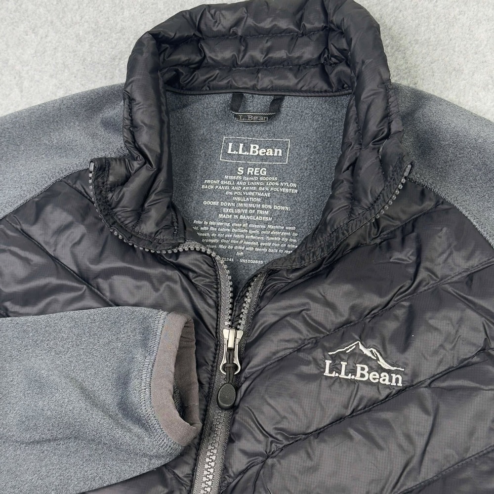 LL Bean Downtek Jacket Women's S Black Grey Goose‎ Down 850 Puffer Coat Athletic
